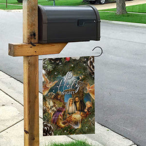 O Holy Night Nativity Scene Garden Flag Christian Christmas Angels and Baby Jesus TS02 Print Your Wear