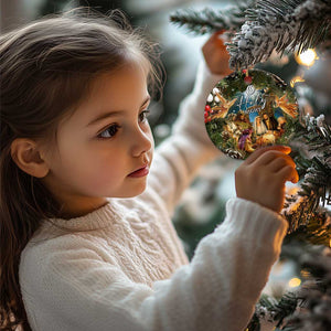 O Holy Night Nativity Scene Christmas Ceramic Ornament Christian Christmas Angels and Baby Jesus TS02 Print Your Wear