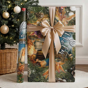 O Holy Night Nativity Scene Wrapping Paper Roll Christian Christmas Angels and Baby Jesus TS02 Glossy Christmas Print Your Wear