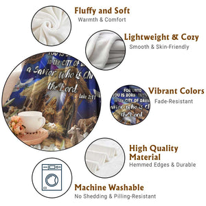 Luke 2:11 Bible Verse Nativity Throw Blanket Religious Christmas Holy Family Scripture TS02 Print Your Wear