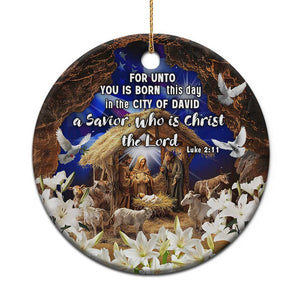 Luke 2:11 Bible Verse Nativity Christmas Ceramic Ornament Religious Christmas Holy Family Scripture TS02 Print Your Wear