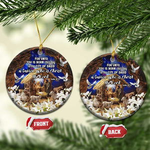 Luke 2:11 Bible Verse Nativity Christmas Ceramic Ornament Religious Christmas Holy Family Scripture TS02 Circle Christmas Print Your Wear