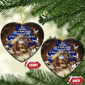 Luke 2:11 Bible Verse Nativity Christmas Ceramic Ornament Religious Christmas Holy Family Scripture TS02 Heart Christmas Print Your Wear