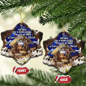 Luke 2:11 Bible Verse Nativity Christmas Ceramic Ornament Religious Christmas Holy Family Scripture TS02 Snow Flake Christmas Print Your Wear