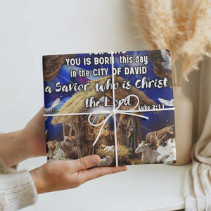 Luke 2:11 Bible Verse Nativity Wrapping Paper Roll Religious Christmas Holy Family Scripture TS02 Print Your Wear