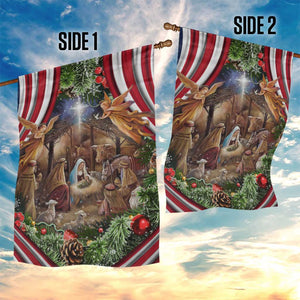 Patriotic Nativity Scene Garden Flag American Flag Christian Christmas Baby Jesus and Angels Under the Star TS02 Print Your Wear