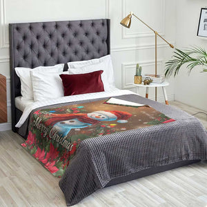 Merry Christmas Snowman Throw Blanket Whimsical Holiday Poinsettias Santa Hat TS02 Print Your Wear