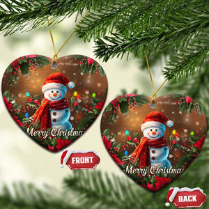 Merry Christmas Snowman Christmas Ceramic Ornament Whimsical Holiday Poinsettias Santa Hat TS02 Heart Christmas Print Your Wear