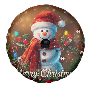 Merry Christmas Snowman Spare Tire Cover Whimsical Holiday Poinsettias Santa Hat TS02 Print Your Wear