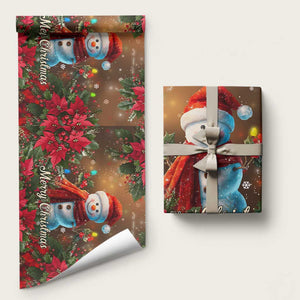 Merry Christmas Snowman Wrapping Paper Roll Whimsical Holiday Poinsettias Santa Hat TS02 Matte Christmas Print Your Wear