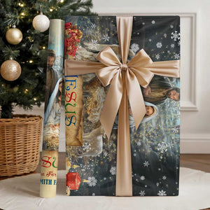 Jesus is the Reason for the Season Wrapping Paper Roll Personalized Christian Christmas Nativity Scene Custom Family Name - Print Your Wear
