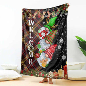 Christmas Gnome Welcome Throw Blanket Cute Holiday Gnomes with Plaid and Candy Cane Winter TS02 Print Your Wear