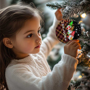 Christmas Gnome Welcome Christmas Ceramic Ornament Cute Holiday Gnomes with Plaid and Candy Cane Winter TS02 Print Your Wear