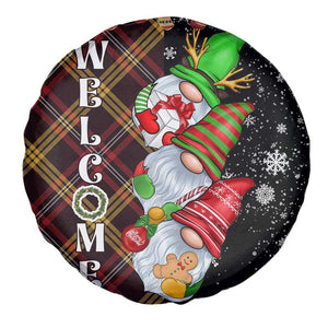 Christmas Gnome Welcome Spare Tire Cover Cute Holiday Gnomes with Plaid and Candy Cane Winter TS02 Print Your Wear