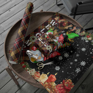 Christmas Gnome Welcome Wrapping Paper Roll Cute Holiday Gnomes with Plaid and Candy Cane Winter TS02 Print Your Wear