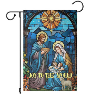 Joy to the World Stained Glass Nativity Scene Garden Flag Christian Christmas Holy Family Star of Bethlehem TS02 Christmas Print Your Wear