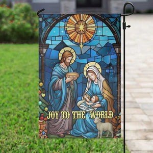 Joy to the World Stained Glass Nativity Scene Garden Flag Christian Christmas Holy Family Star of Bethlehem TS02 Print Your Wear