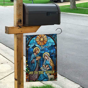 Joy to the World Stained Glass Nativity Scene Garden Flag Christian Christmas Holy Family Star of Bethlehem TS02 Print Your Wear