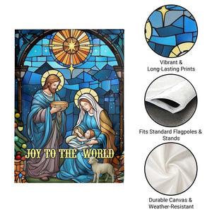 Joy to the World Stained Glass Nativity Scene Garden Flag Christian Christmas Holy Family Star of Bethlehem TS02 Print Your Wear