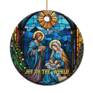 Joy to the World Stained Glass Nativity Scene Christmas Ceramic Ornament Christian Christmas Holy Family Star of Bethlehem TS02 Print Your Wear