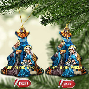 Joy to the World Stained Glass Nativity Scene Christmas Ceramic Ornament Christian Christmas Holy Family Star of Bethlehem TS02 Christmas Tree Christmas Print Your Wear