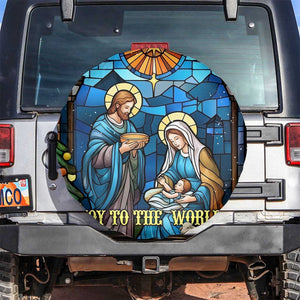 Joy to the World Stained Glass Nativity Scene Spare Tire Cover Christian Christmas Holy Family Star of Bethlehem TS02 No hole Christmas Print Your Wear