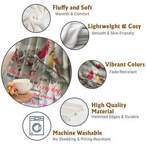 Cardinal Memorial Winter Christmas Throw Blanket Those We Love Dont Go Away Red and Yellow Cardinals TS02 Print Your Wear