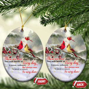 Cardinal Memorial Winter Christmas Christmas Ceramic Ornament Those We Love Dont Go Away Red and Yellow Cardinals TS02 Oval Christmas Print Your Wear
