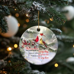 Cardinal Memorial Winter Christmas Christmas Ceramic Ornament Those We Love Dont Go Away Red and Yellow Cardinals TS02 Print Your Wear