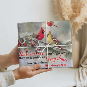 Cardinal Memorial Winter Christmas Wrapping Paper Roll Those We Love Dont Go Away Red and Yellow Cardinals TS02 Print Your Wear