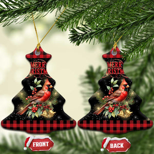 Merry Christmas Cardinal Christmas Ceramic Ornament Buffalo Plaid Holiday Redbird Holly and Bells TS02 Christmas Tree Christmas Print Your Wear