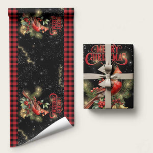Merry Christmas Cardinal Wrapping Paper Roll Buffalo Plaid Holiday Redbird Holly and Bells TS02 Matte Christmas Print Your Wear