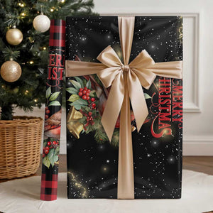 Merry Christmas Cardinal Wrapping Paper Roll Buffalo Plaid Holiday Redbird Holly and Bells TS02 Glossy Christmas Print Your Wear