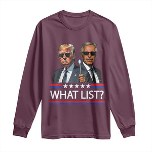 Funny Political Conspiracy Parody Long Sleeve Shirt What List Men in Black Meme TS02 Maroon Print Your Wear