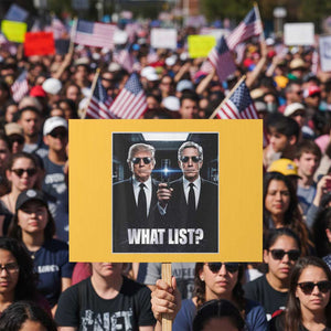 What List Dark Political Humor Protest Sign Funny Political Conspiracy Parody TS02 Horizontal 18" × 24" Yellow Print Your Wear