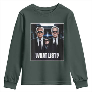 What List Dark Political Humor Youth Sweatshirt Funny Political Conspiracy Parody TS02 Dark Forest Green Print Your Wear