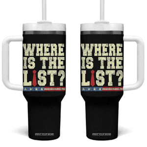 Where Is The List Tumbler With Handle Funny Political Conspiracy Parody TS02 One Size: 40 oz Black Print Your Wear