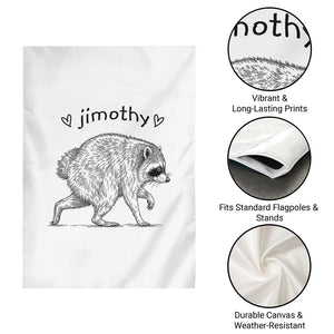 Cute Jimothy the Raccoon Hand Drawn Graphic Garden Flag Seattle Trash Panda Lover Supporter