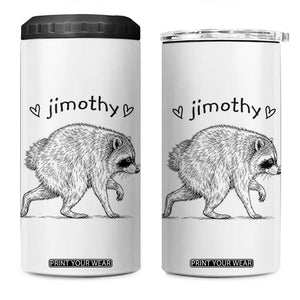Cute Jimothy the Raccoon Hand Drawn Graphic 4 in 1 Can Cooler Tumbler Seattle Trash Panda Lover Supporter