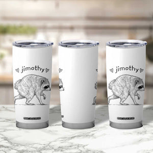 Cute Jimothy the Raccoon Hand Drawn Graphic Tumbler Cup Seattle Trash Panda Lover Supporter