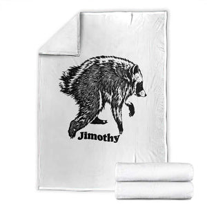 Jimothy Viral Seattle Raccoon Vintage Woodcut Style Graphic Throw Blanket Funny Trash Panda Wildlife Meme