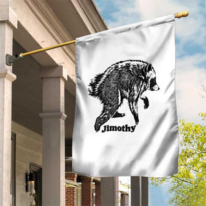 Jimothy Viral Seattle Raccoon Vintage Woodcut Style Graphic Garden Flag Funny Trash Panda Wildlife Meme