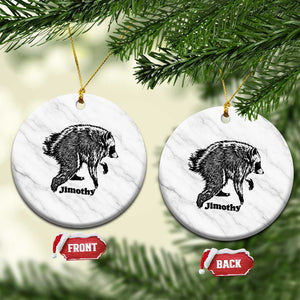 Jimothy Viral Seattle Raccoon Vintage Woodcut Style Graphic Ceramic Ornament Funny Trash Panda Wildlife Meme