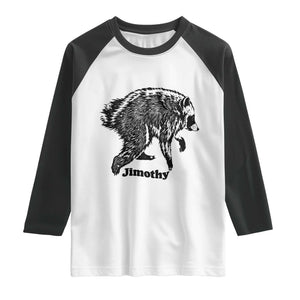 Jimothy Viral Seattle Raccoon Vintage Woodcut Style Graphic Raglan Shirt Funny Trash Panda Wildlife Meme