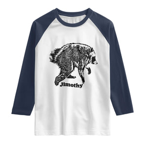 Jimothy Viral Seattle Raccoon Vintage Woodcut Style Graphic Raglan Shirt Funny Trash Panda Wildlife Meme