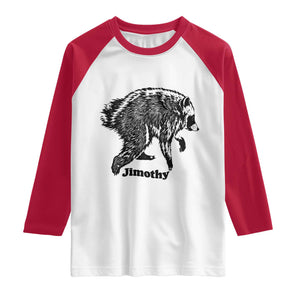 Jimothy Viral Seattle Raccoon Vintage Woodcut Style Graphic Raglan Shirt Funny Trash Panda Wildlife Meme