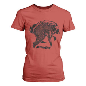 Jimothy Viral Seattle Raccoon Vintage Woodcut Style Graphic T Shirt For Women Funny Trash Panda Wildlife Meme TS02 Red Print Your Wear
