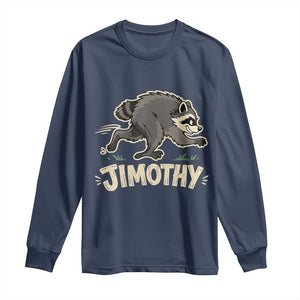 Funny Running Jimothy the Raccoon Long Sleeve Shirt Viral Seattle Trash Panda Meme TS02 Navy Print Your Wear