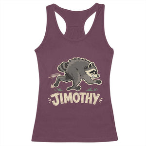 Funny Running Jimothy the Raccoon Racerback Tank Top Viral Seattle Trash Panda Meme TS02 Maroon Print Your Wear