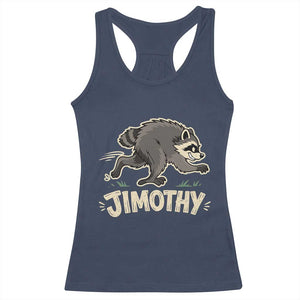 Funny Running Jimothy the Raccoon Racerback Tank Top Viral Seattle Trash Panda Meme TS02 Navy Print Your Wear